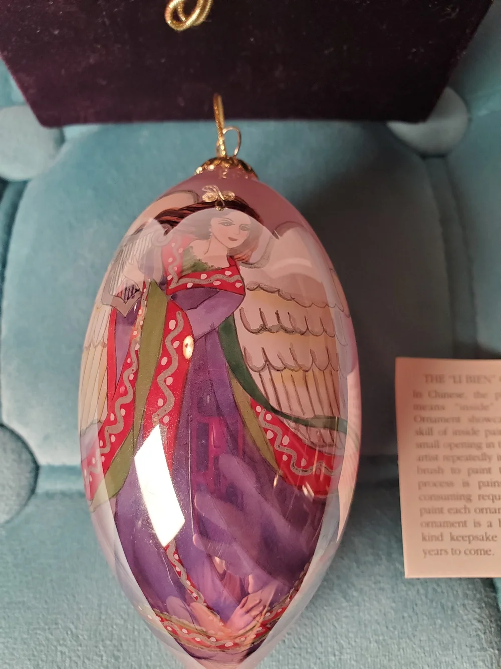 Pier 1 Li Bien 2005 Angel Harp Teardrop Glass Ornament Boxed